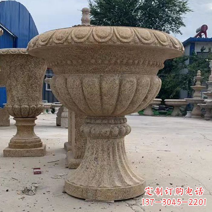 山西优雅高墩欧式石雕花盆