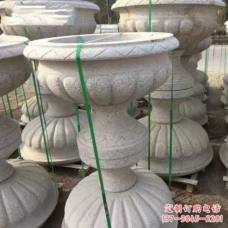 山西高墩砂岩石雕花盆