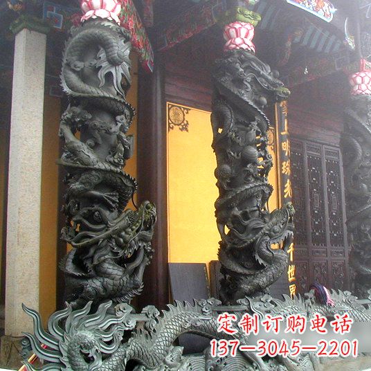 山西高浮雕铜雕盘龙柱