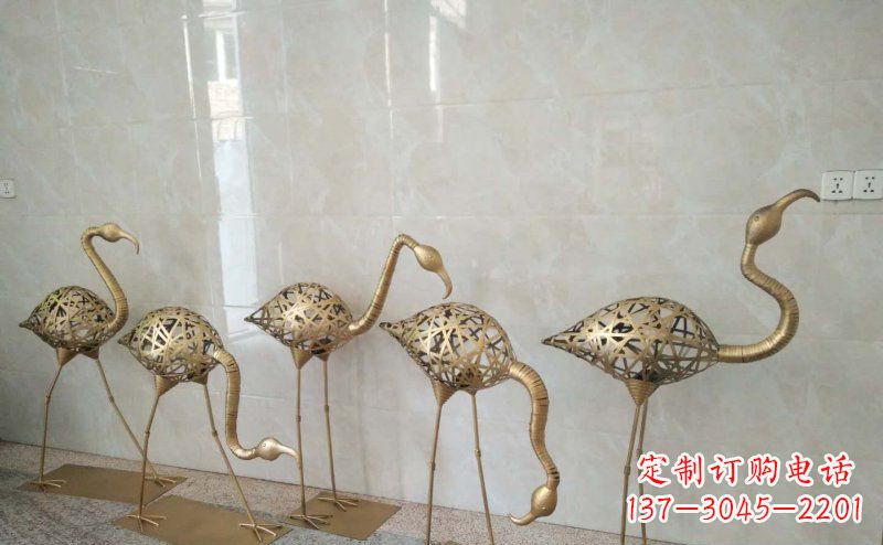 山西不锈钢抽象火烈鸟动物雕塑