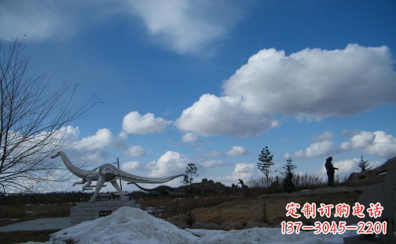 山西公园不锈钢抽象恐龙动物雕塑