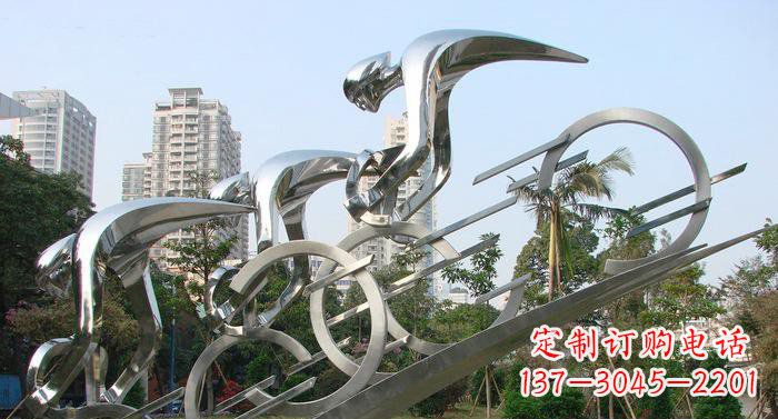 山西不锈钢自行车抽象雕塑