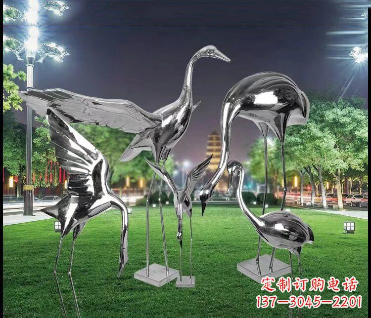 山西大型不锈钢仙鹤雕塑