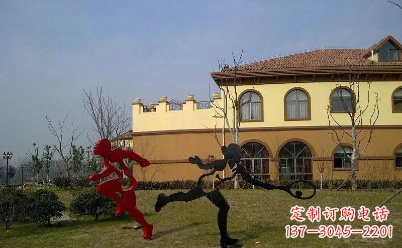 山西公园不锈钢抽象运动员人物雕塑