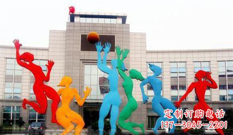 山西激情运动的写照不锈钢女孩打篮球雕塑