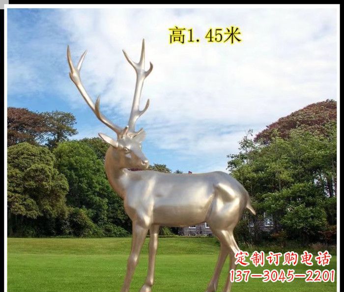 山西高端室外不锈钢巨型动物鹿雕塑