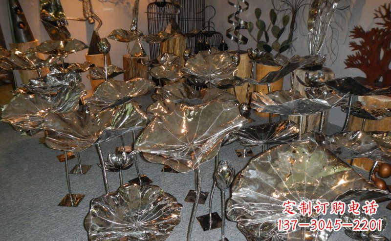 山西公园不锈钢荷叶雕塑