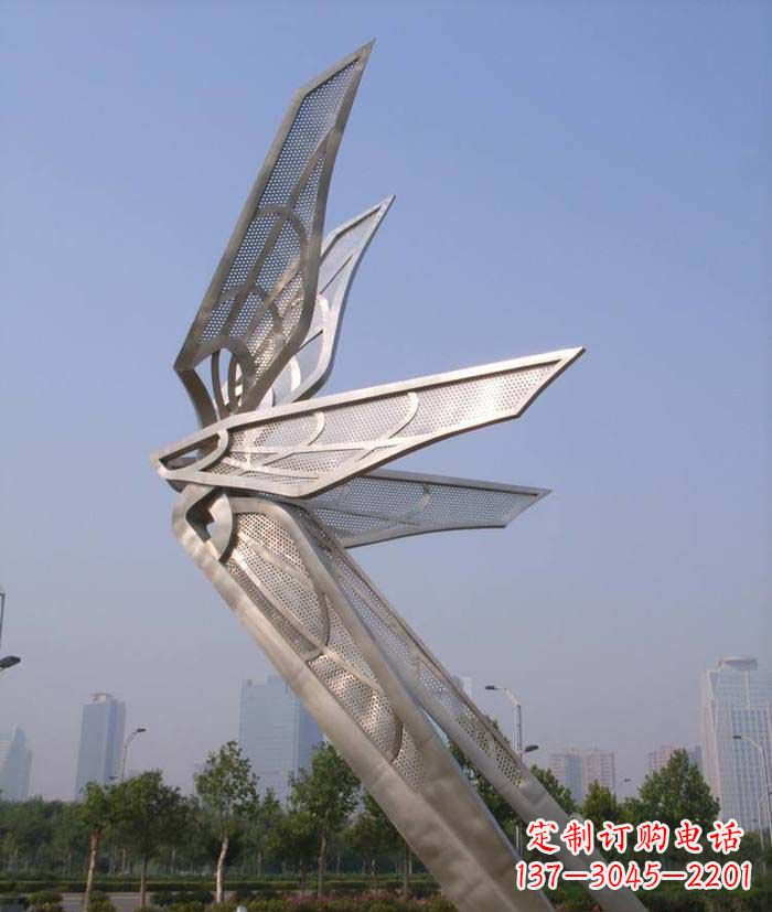 山西大型不锈钢蝴蝶翅膀雕塑