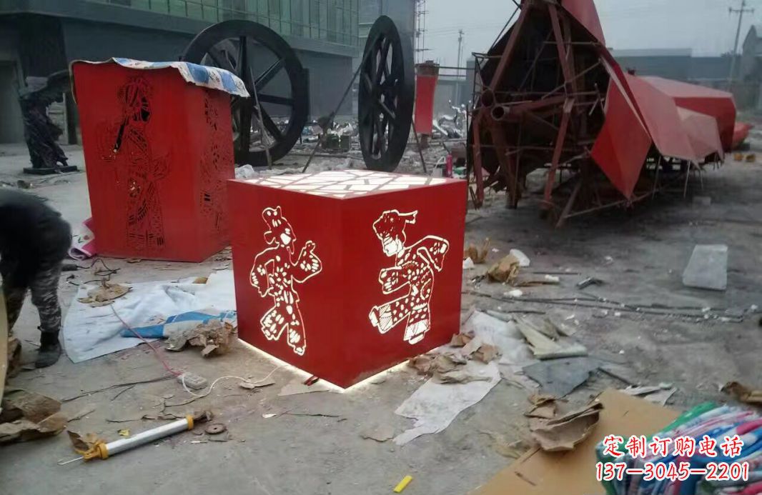 山西高品质不锈钢皮影戏人物雕塑