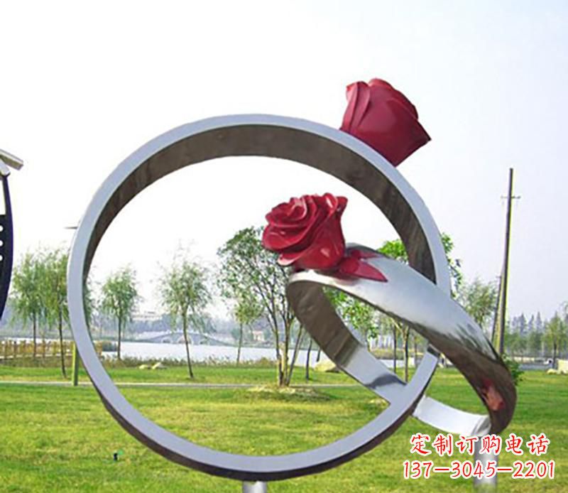 山西公园不锈钢戒指景观雕塑