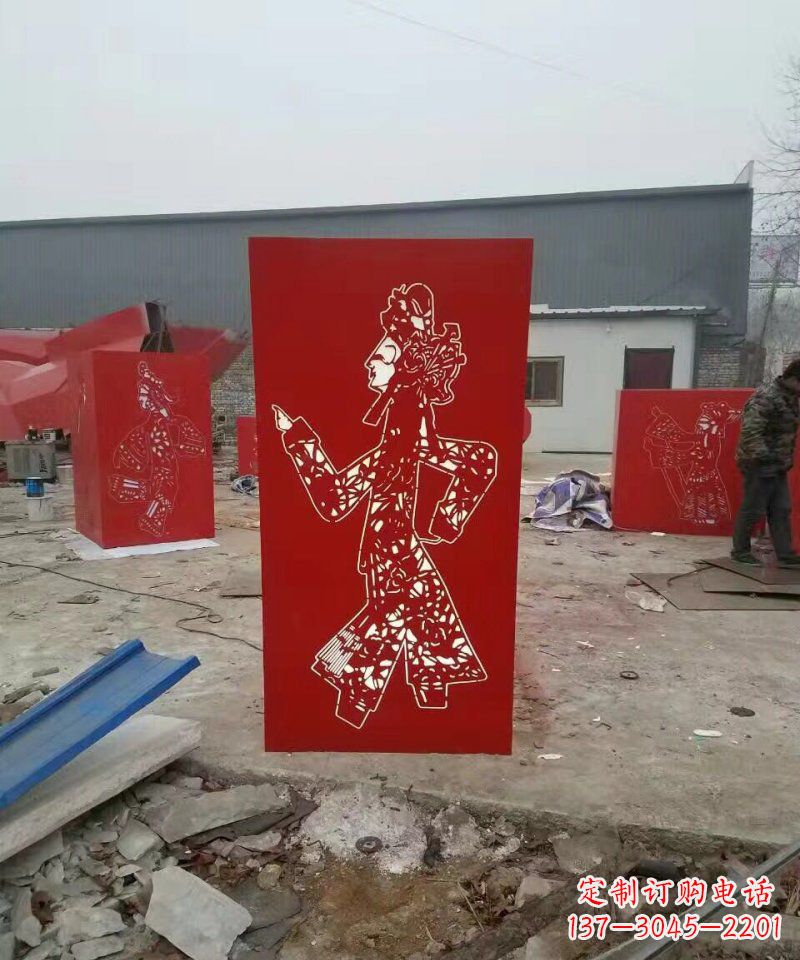 山西不锈钢灯罩皮影戏人物雕塑