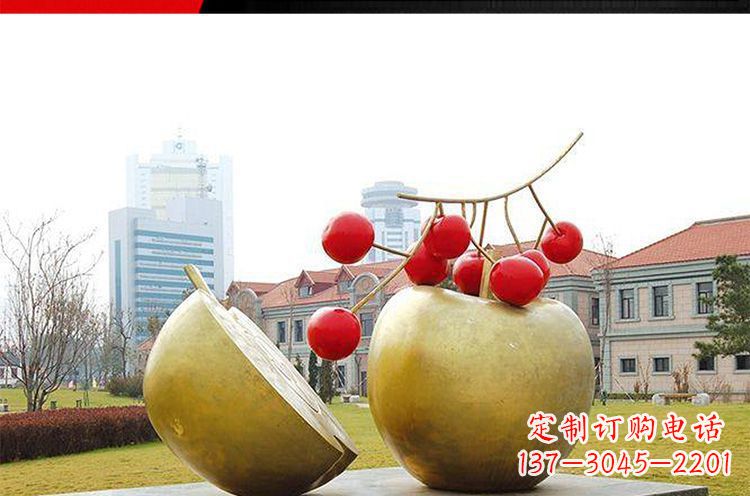 山西公园不锈钢苹果樱桃雕塑