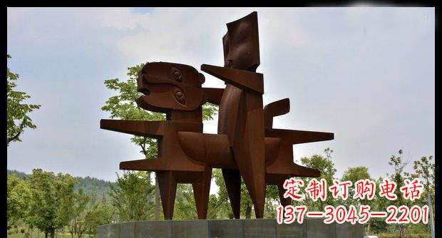 山西不锈钢人骑老虎雕塑
