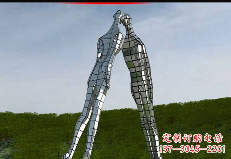 山西爱的无限,不锈钢情侣人物雕塑