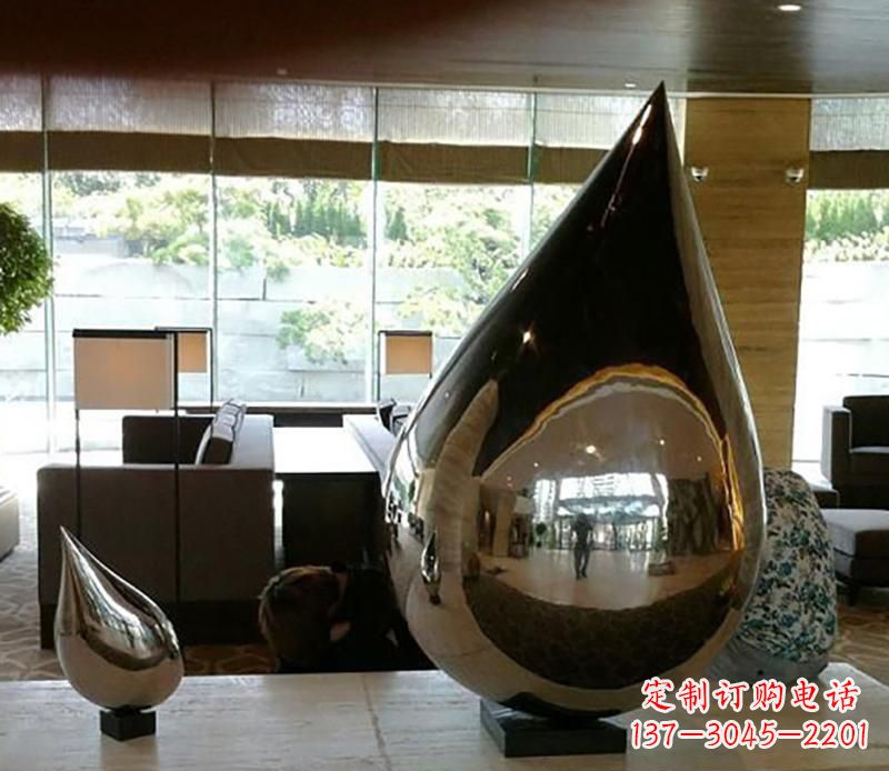 山西公园不锈钢水滴球景观雕塑