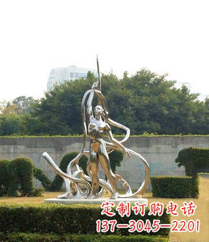 山西跳丝带魅力少女铜雕