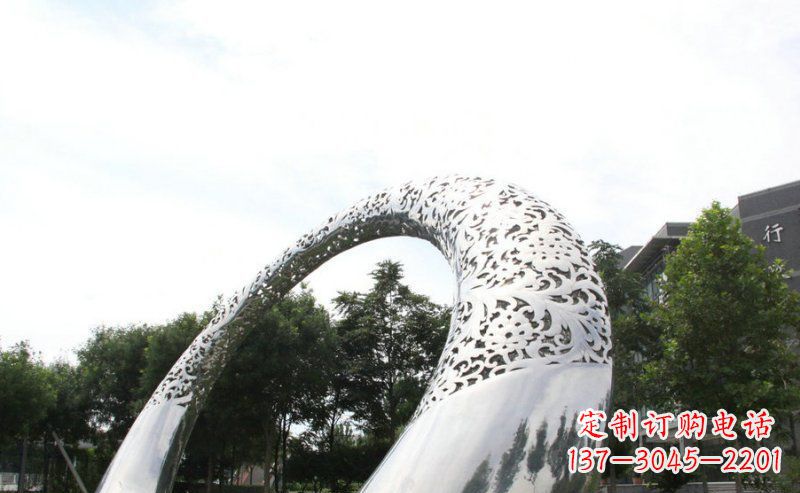 山西优雅定制不锈钢圆形拱门雕塑