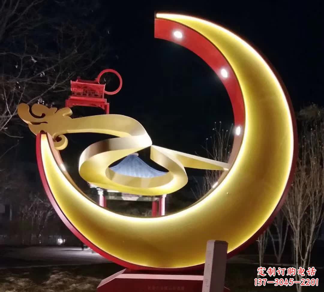 山西精致不锈钢月亮雕塑