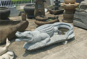 山西精美的鳄鱼花岗岩动物雕塑