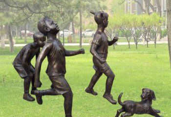 山西仿铜跑步小孩雕塑