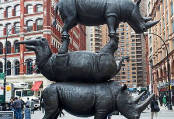 山西精美犀牛铜雕，城市街道创意装饰