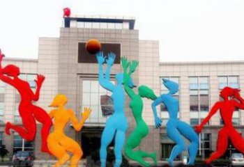 山西激情运动的写照不锈钢女孩打篮球雕塑