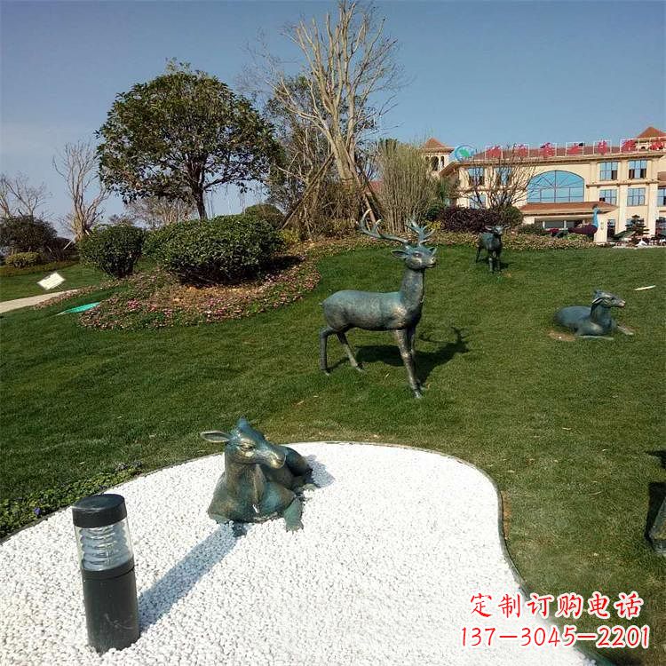 山西公园草坪动物雕塑摆件铜雕鹿