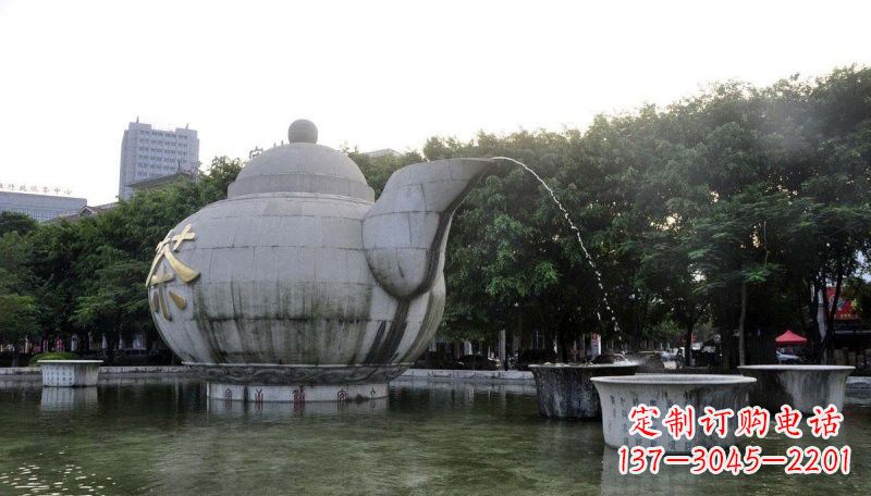 山西精致雕塑茶壶石雕
