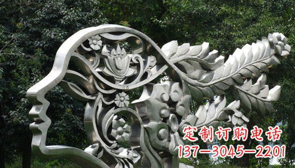 山西高雅美貌不锈钢美女头象雕塑