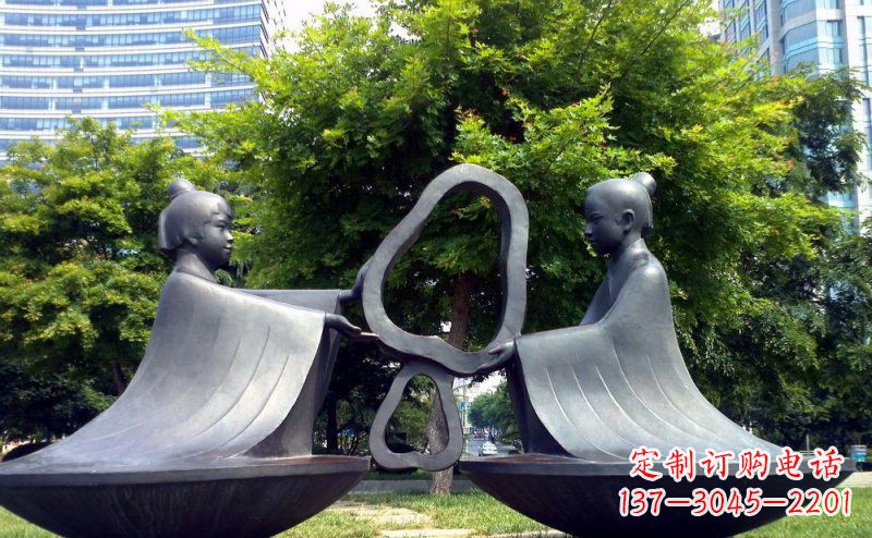 山西特色铜雕-孔融让梨雕塑