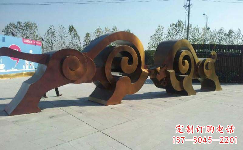 山西公园抽象牛动物铜雕
