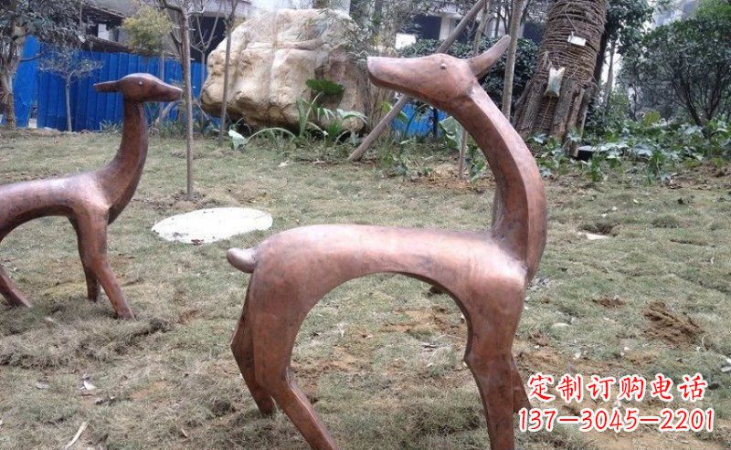 山西室外铜鹿雕塑