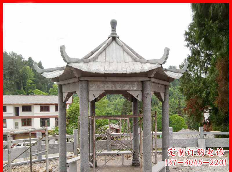山西精美大理石六角石凉亭雕塑