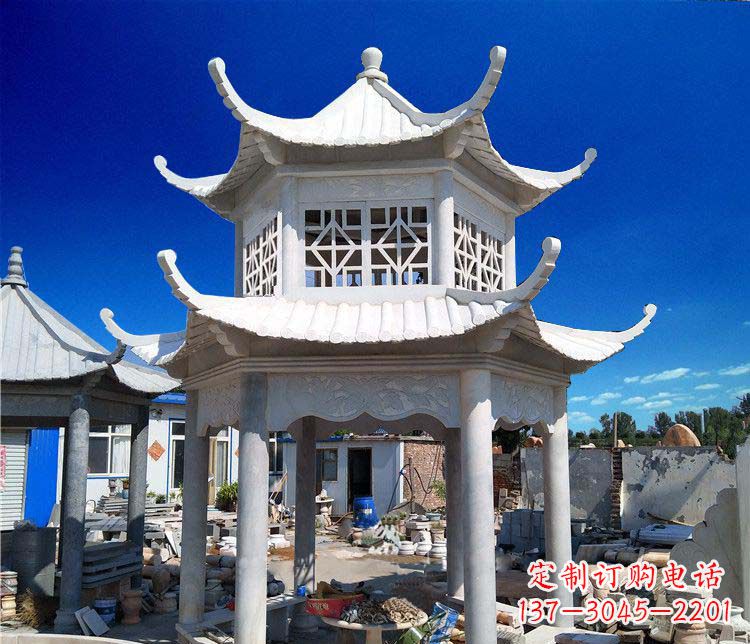 山西大理石双层凉亭雕塑