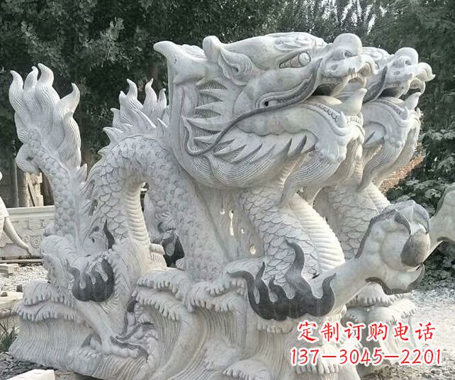 山西优雅古典大理石生肖龙雕塑