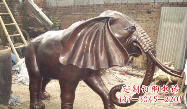 山西精美细腻的铸铜大象雕塑
