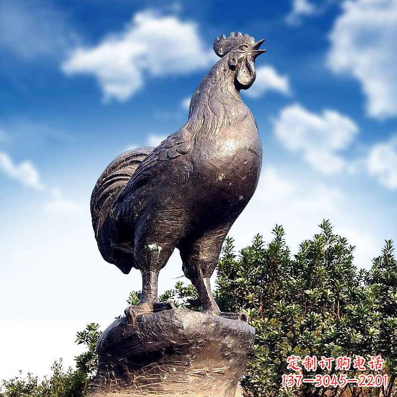 山西威风凛凛的大型铸铜酉鸡雕塑