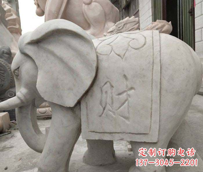 山西公园动物大理石大象石雕 (2)