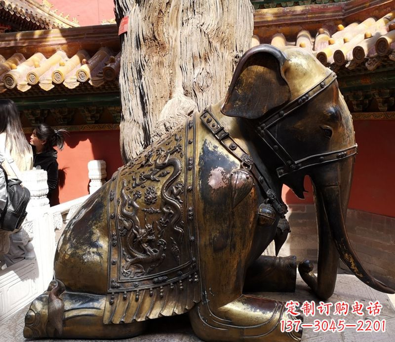 山西公园动物大象铜雕