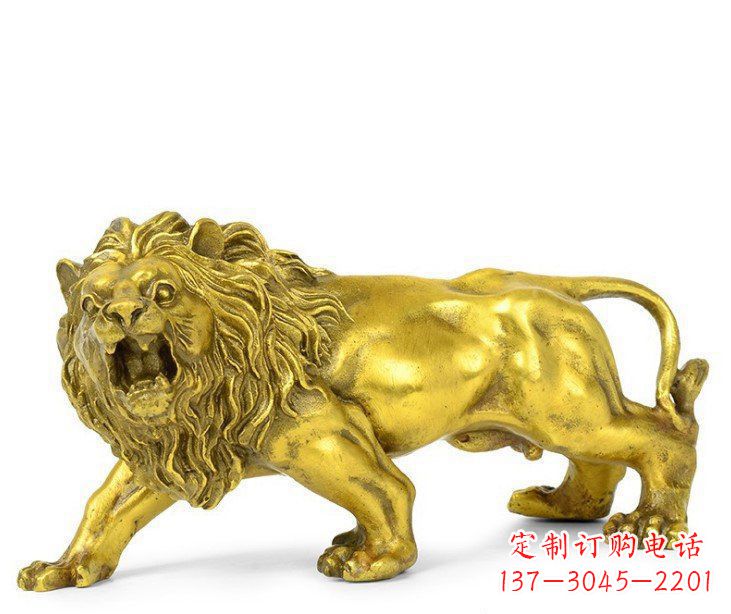 山西公园动物黄铜鎏金狮子铜雕塑