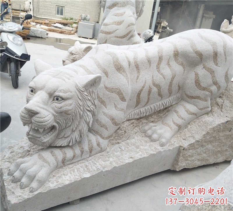 山西中领雕塑精美大型老虎石雕，精雕细琢展现雄壮气势