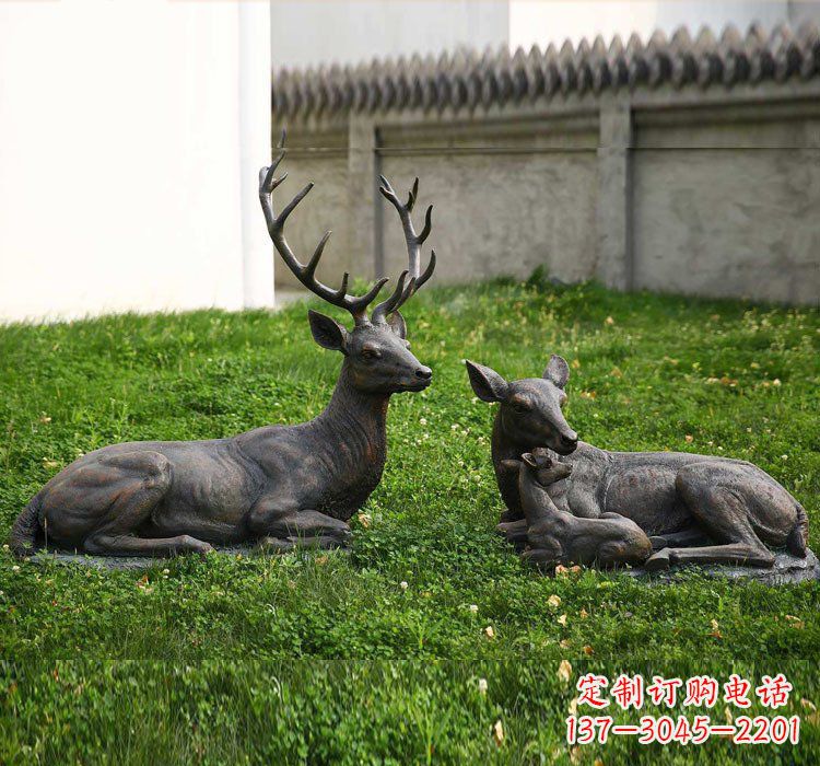 山西精美梅花鹿铜雕