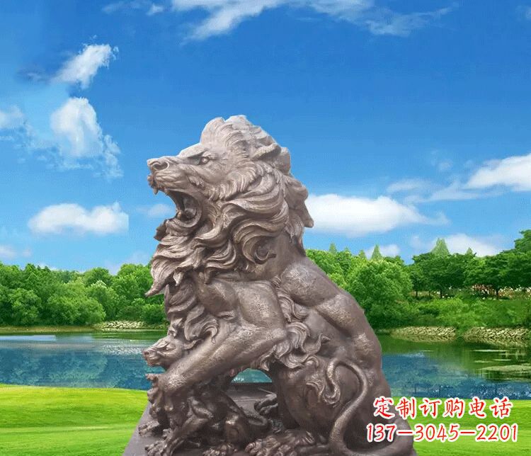 山西公园动物狮子铜雕