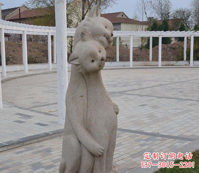 山西公园动物小猫石雕