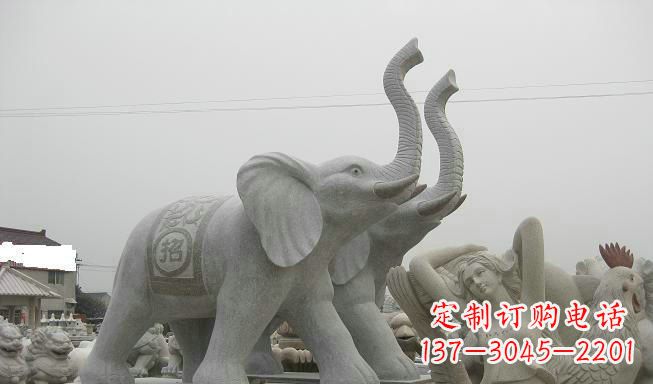 山西公园动物长鼻大象石雕