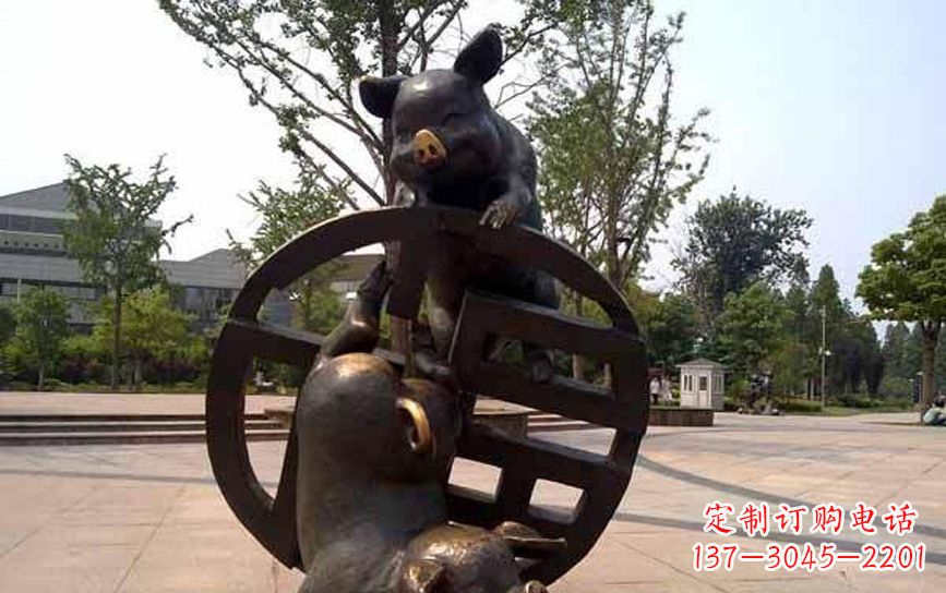 山西中领雕塑——动物猪铜雕