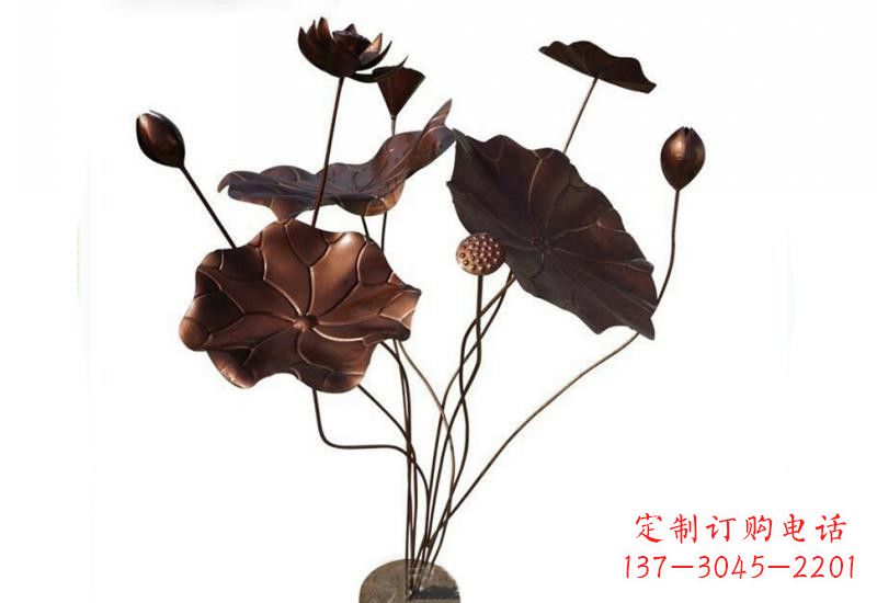 山西传承经典,锻铜荷花雕塑