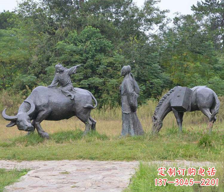 山西杜牧小品铜雕精致雕刻,传递出朴实之美