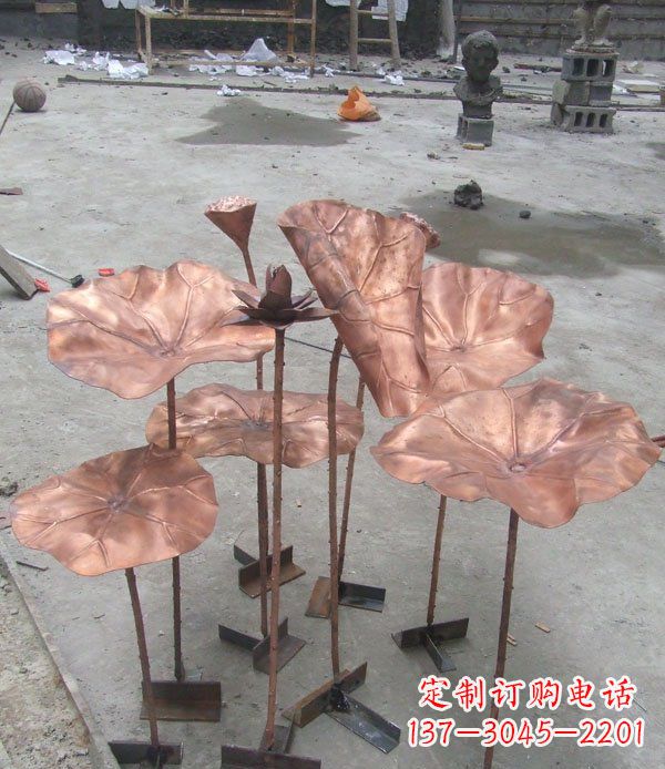 山西中领雕塑荷花锻铜雕塑