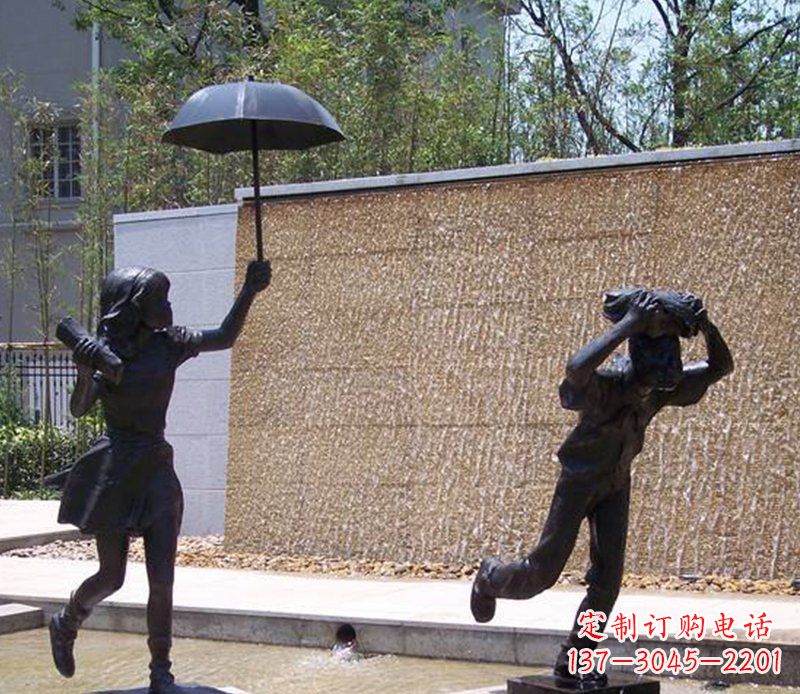 山西抗风雨小男孩铜雕